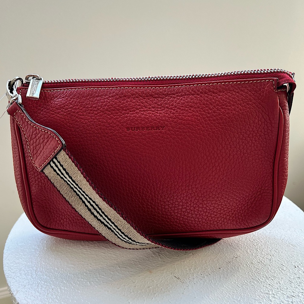 Authentic Burberry Red Pebble Leather Small Purse